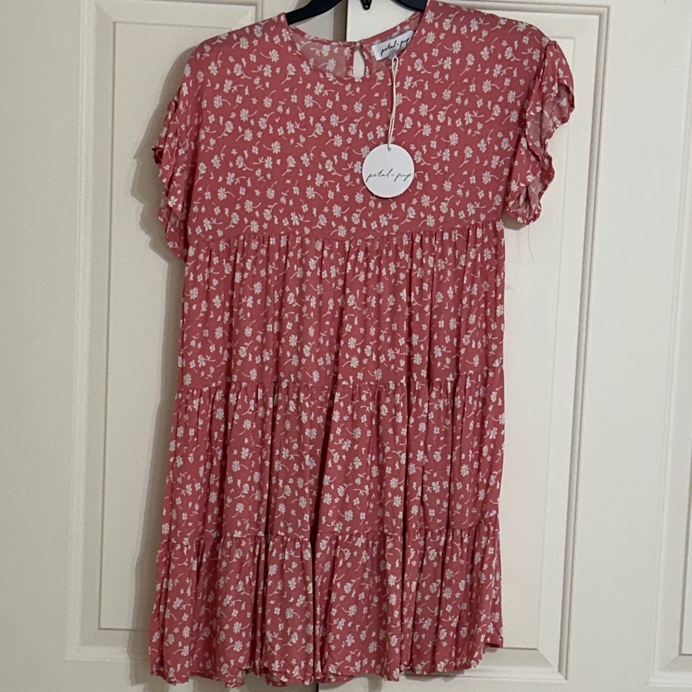 Petal & Pup Pink Floral Tiered Dress